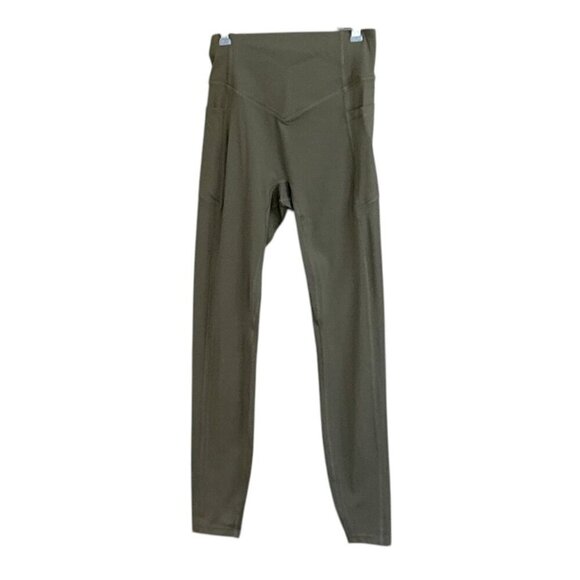 Halara Womens UltraSculpt Mid Rise Tummy Control Side Pocket Green Leggings XS - Picture 3 of 5